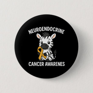 Neuroendocrine Cancer Awareness Zebra Ribbon Heart 2 Inch Round Button