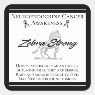 Neuroendocrine Cancer Awareness  Zebra Strong Square Sticker