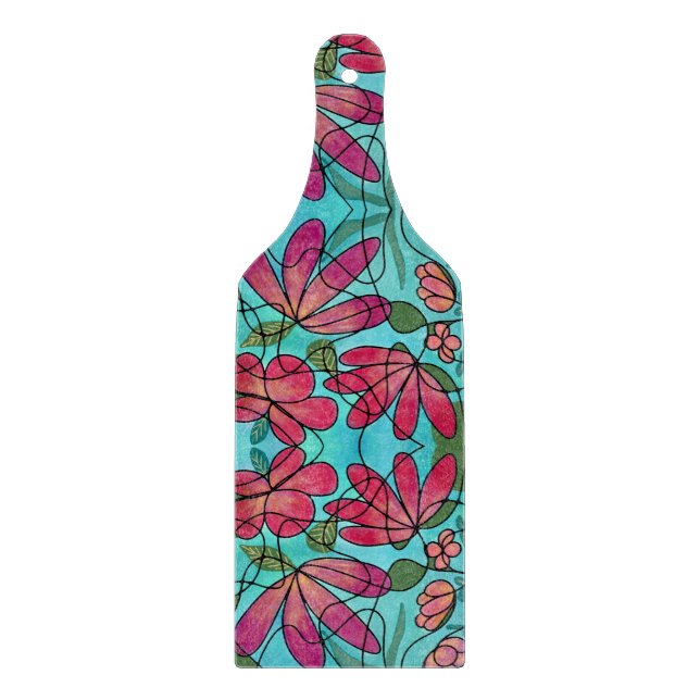 NEUROGRAPHIC SPRING FLOWERS WATERCOLORS CUTTING BOARD (Front)