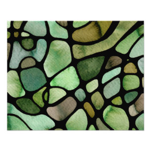 Neurographic Watercolor Art In Shades Of Green Photo Print