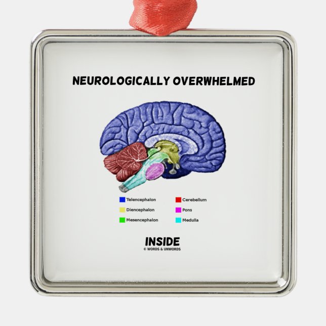 Neurologically Overwhelmed Inside (Brain Humour) Metal Ornament (Front)