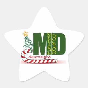 NEUROLOGIST MERRY CHRISTMAS NEUROLOGY STAR STICKER