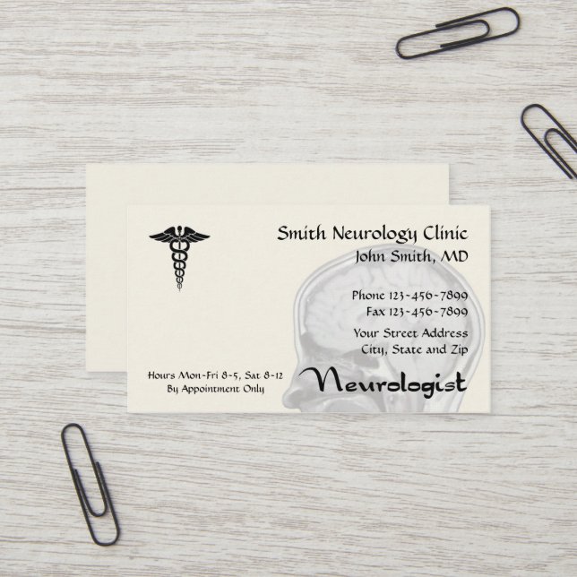 Neurologue Carte de visite en neurologie (Devant/Arrière en situation)