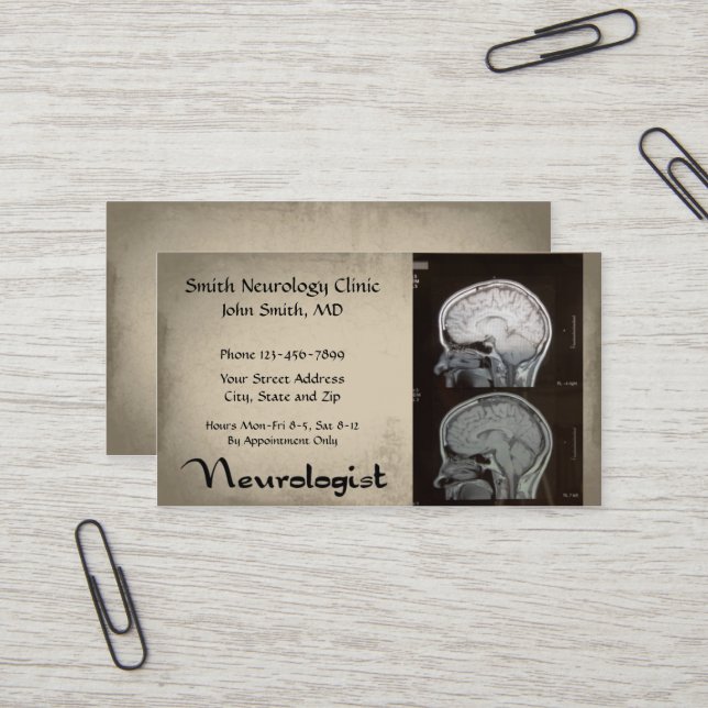 Neurologue Carte de visite en neurologie (Devant/Arrière en situation)