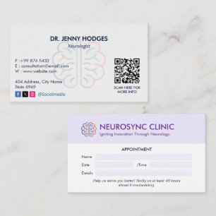 Neurology Clinic Business   Clean Appointment Business Card