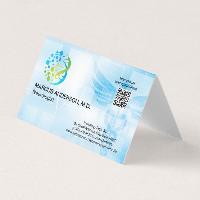Neurology Logo | Medical Background Business Card (Front)