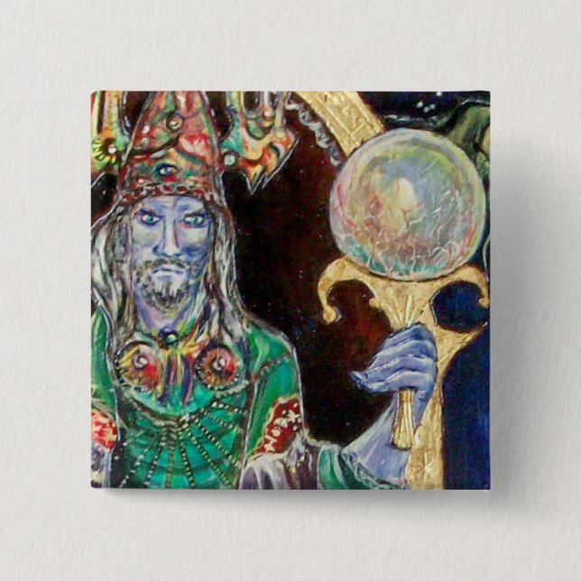 NEUROMANCER, blue red 2 Inch Square Button (Front)