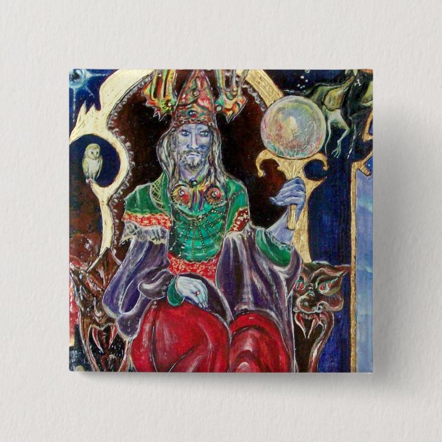 NEUROMANCER, blue red 2 Inch Square Button (Front)