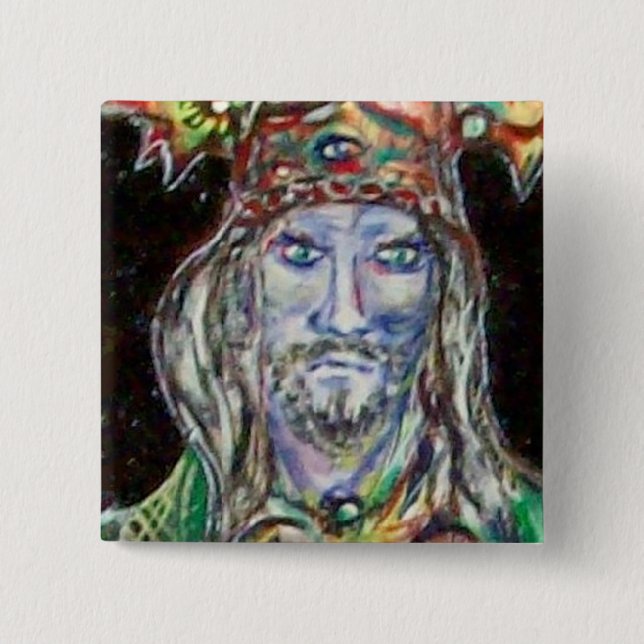 NEUROMANCER, blue red 2 Inch Square Button (Front)