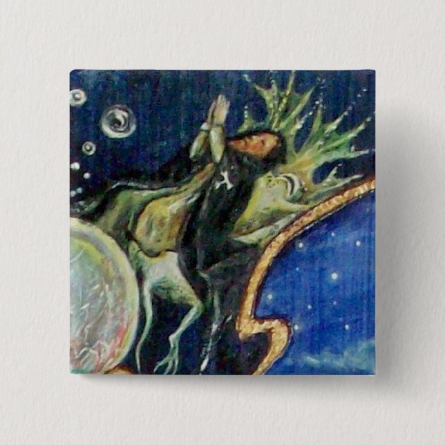 NEUROMANCER, Nagician King Detail 2 Inch Square Button (Front)