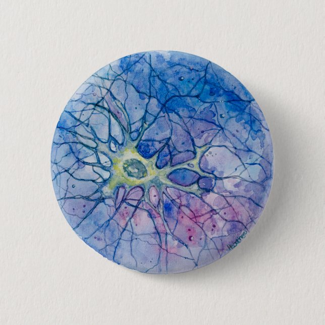 Neuron Watercolour 2 Inch Round Button (Front)