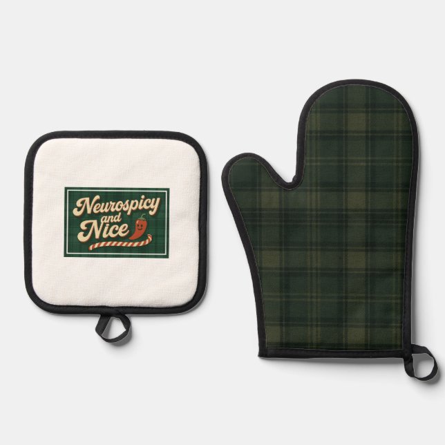Neurospicy and Nice Oven Mitt & Pot Holder Set (Front)