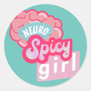 'NeuroSpicy girl' Neurodiversity  Classic Round Sticker