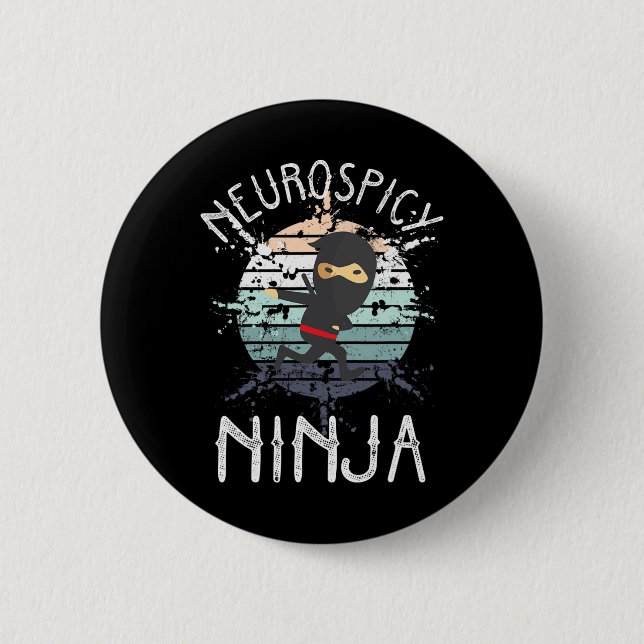 Neurospicy Ninja Autism Awareness Neurodiverse Adh 2 Inch Round Button (Front)