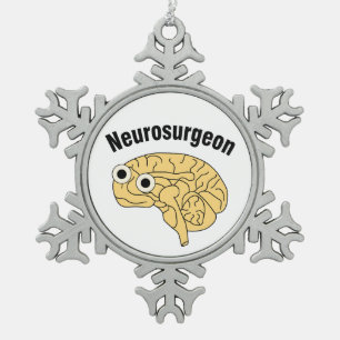 Neurosurgeon Brain  Snowflake Pewter Christmas Ornament