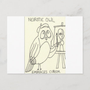Neurotic Owl Embraces Cubism Postcard