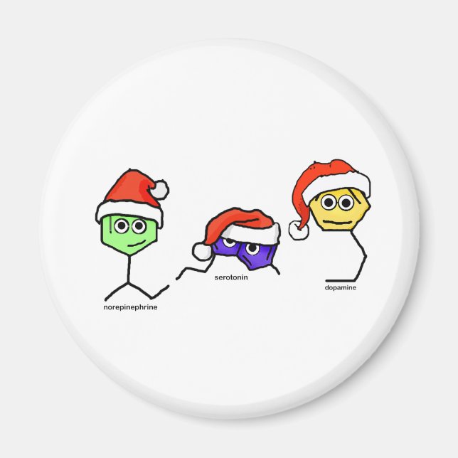 Neurotransmitters in Santa Hats Magnet (Front)
