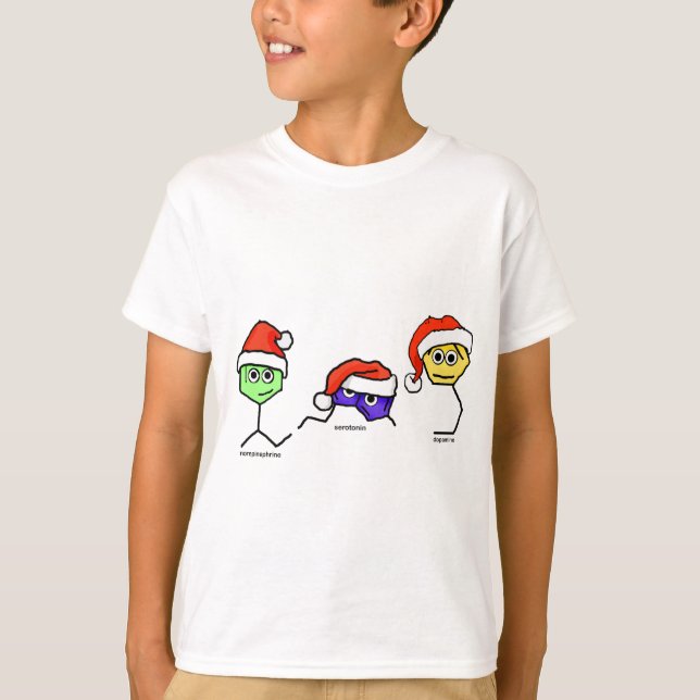 Neurotransmitters in Santa Hats T-Shirt (Front)