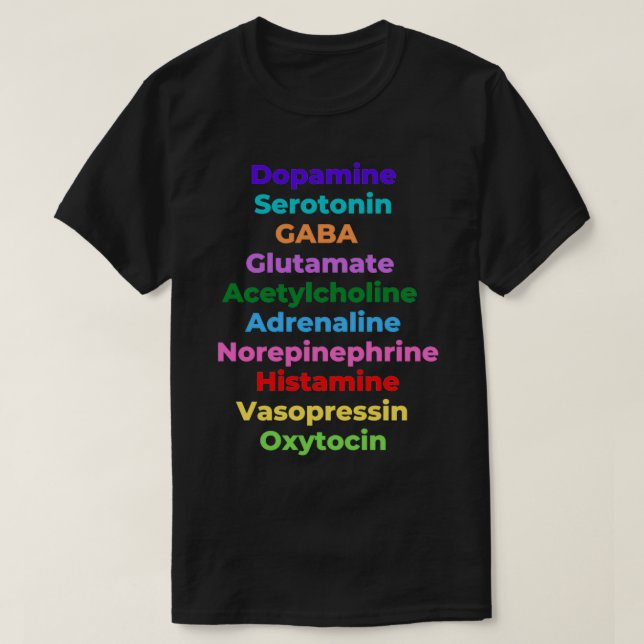 Neurotransmitters Neuroscience Psychology Biology  T-Shirt (Design Front)