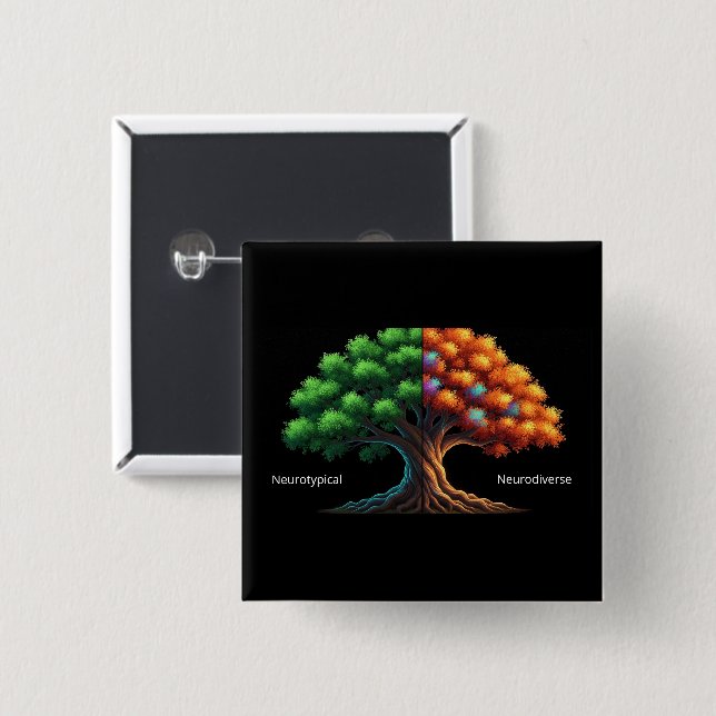 Neurotypical vs. Neurodiverse 2 Inch Square Button (Front & Back)