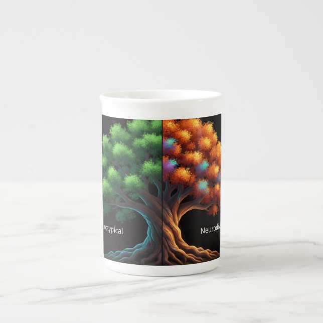 Neurotypical vs. Neurodiverse Bone China Mug (Front)