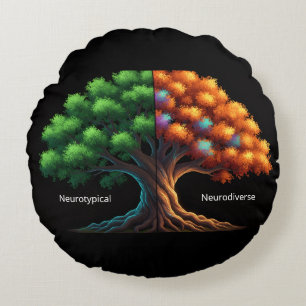 Neurotypical vs. Neurodiverse Round Pillow