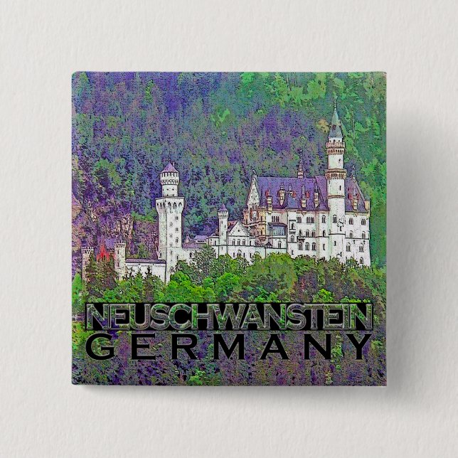 Neuschwanstein 2 Inch Square Button (Front)
