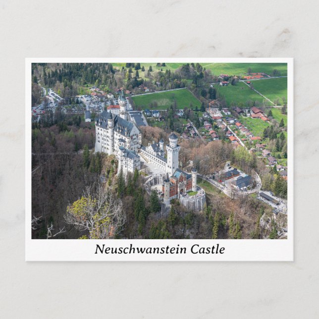 Neuschwanstein Castle and Alps valley in Germany Postcard (Front)