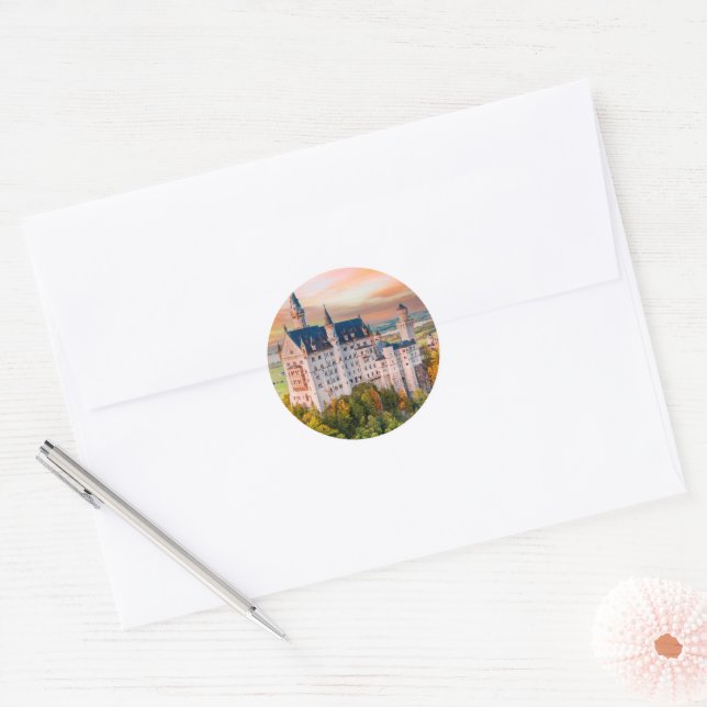 Neuschwanstein castle classic round sticker (Envelope)