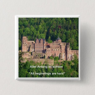 Neuschwanstein Castle Frankfurt & German Quote 2 Inch Square Button