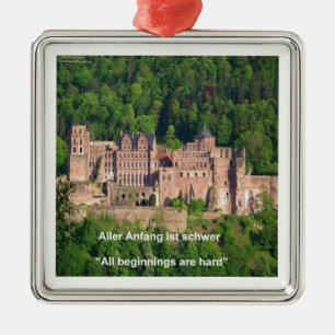 Neuschwanstein Castle Frankfurt & German Quote Metal Ornament
