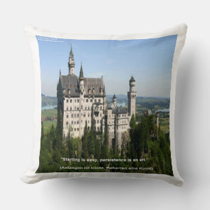 Neuschwanstein Castle & German Saying Throw Pillow