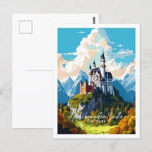 Neuschwanstein Castle Germany vintage travel place Postcard
