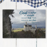 neuschwanstein castle, psalm 46 1-2 20" x 30" jigsaw puzzle<br><div class="desc">There is another more flexible size or smaller size version of the puzzle is here https://www.zazzle.com/z/a2etpkel?rf=238367069527271450 Escape to a place of peace and strength with this beautiful jigsaw puzzle featuring Psalm 46:1-2 and the stunning Neuschwanstein Castle in the background. The castle's towering walls and turrets symbolize strength and protection, while...</div>