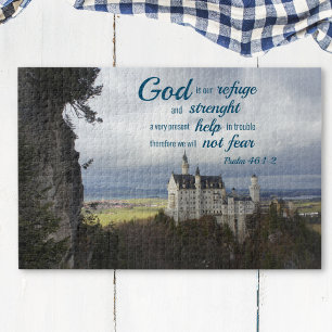neuschwanstein castle, psalm 46 1-2 Bible verse Jigsaw Puzzle