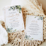 Neustra Boda Rustic Greenery Gold Wedding Invitation<br><div class="desc">This elegant collection features mixed watercolor greenery leaves paired with a classy serif & delicate sans font in black,  with space to add details on the back. Matching items available.</div>