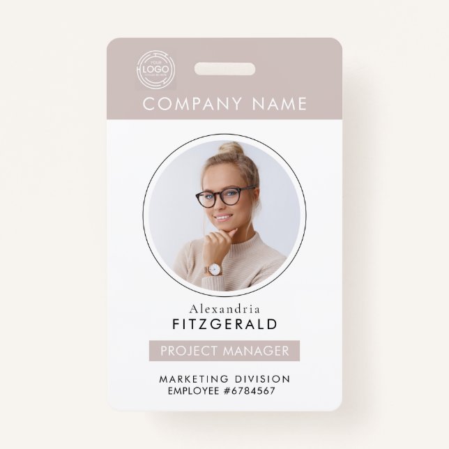 Neuteral Employee Photo ID Company Security Badge (Front)