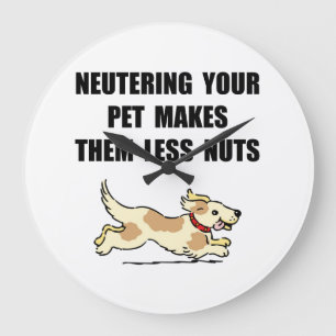 Neutering Nuts Dog Large Clock
