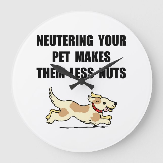 Neutering Nuts Dog Large Clock (Front)