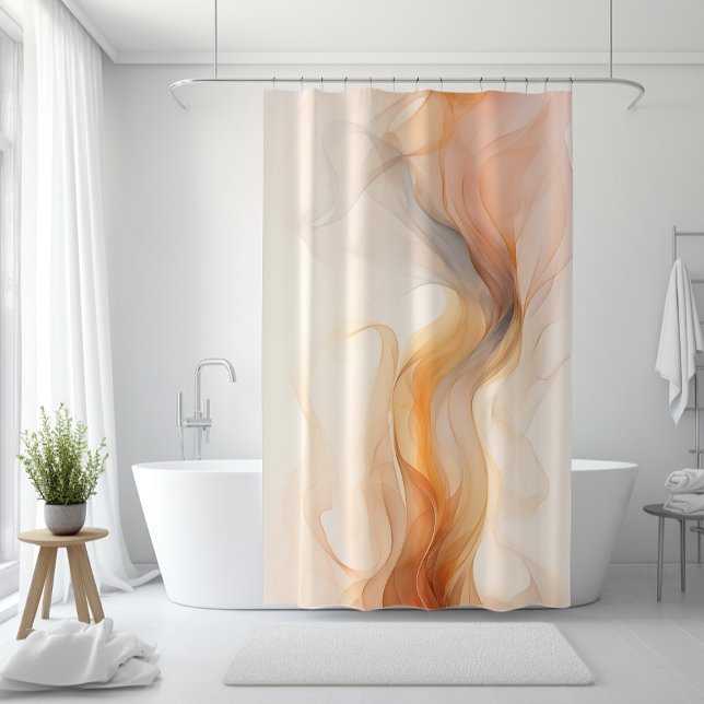 Neutral Abstract - Beige & Burnt Orange (Neutral Abstract Flow Beige, Brunt Orange, Grey Shower Curtain)