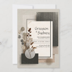 Neutral Abstract Botanical Wedding  Invitation