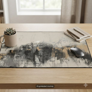 Neutral Abstract Brushstroke Modern Art Desk Mat