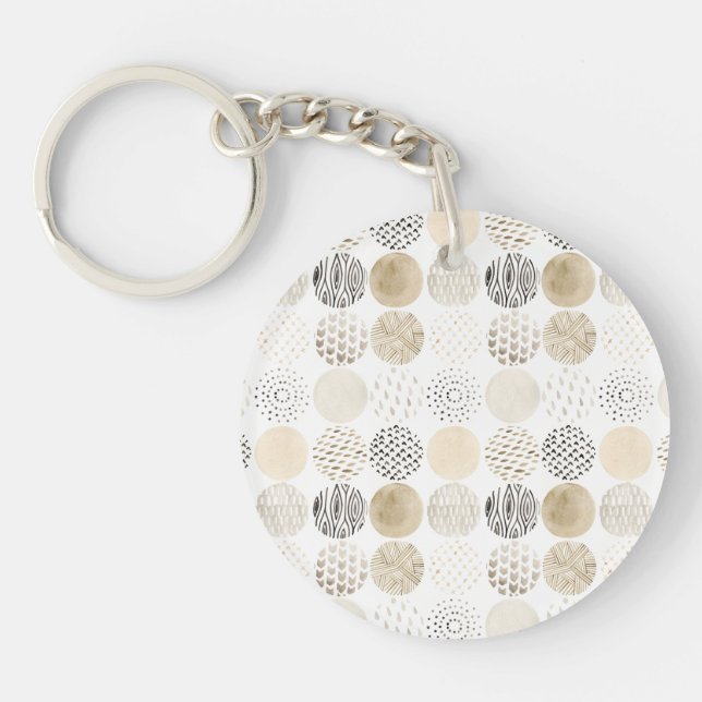 Neutral Abstract Circle Pattern Keychain (Front)