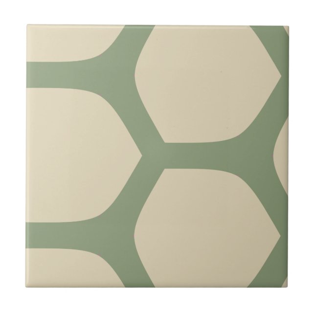 Neutral Abstract Green & Beige Minimal Pattern Tile (Front)