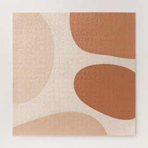 Neutral Abstract Organic Shapes Boho Minimalist Jigsaw Puzzle