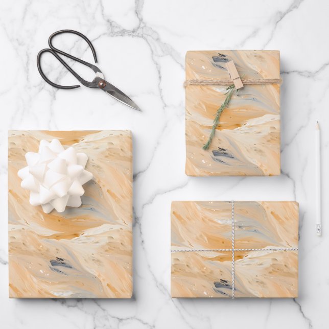 Neutral Abstract Paint Wrapping Paper Sheet (Front)