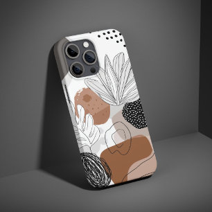 Neutral Abstract Plant Pattern Boho Minimal Aesthe iPhone 16 Case