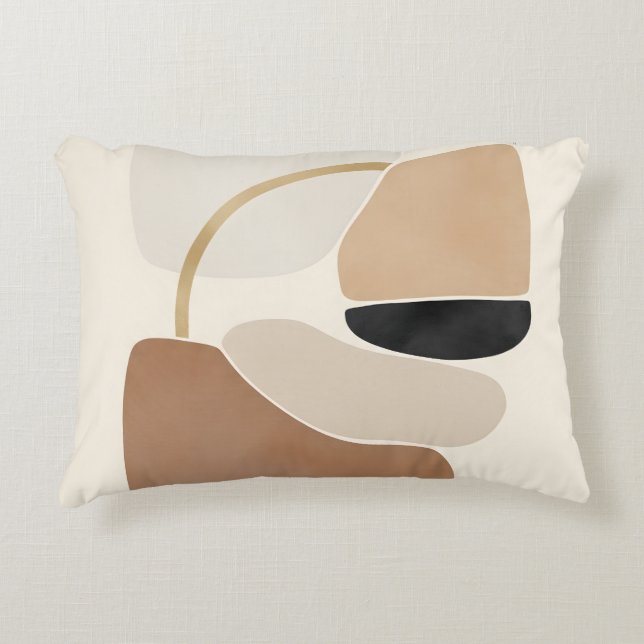 Neutral Abstract Shapes | Minimal Modern Fine Art  Accent Pillow (Front)