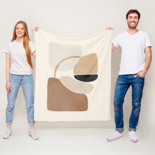 Neutral Abstract Shapes   Minimal Modern Fine Art  Fleece Blanket