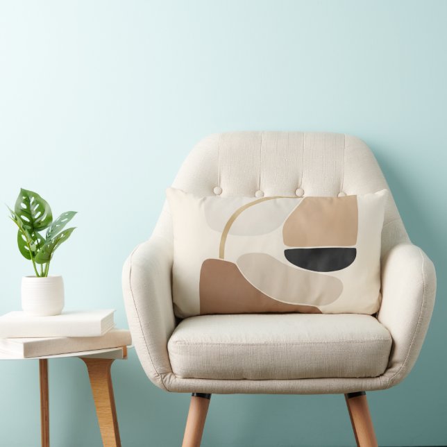 Neutral Abstract Shapes | Minimal Modern Fine Art  Lumbar Pillow (Chair)